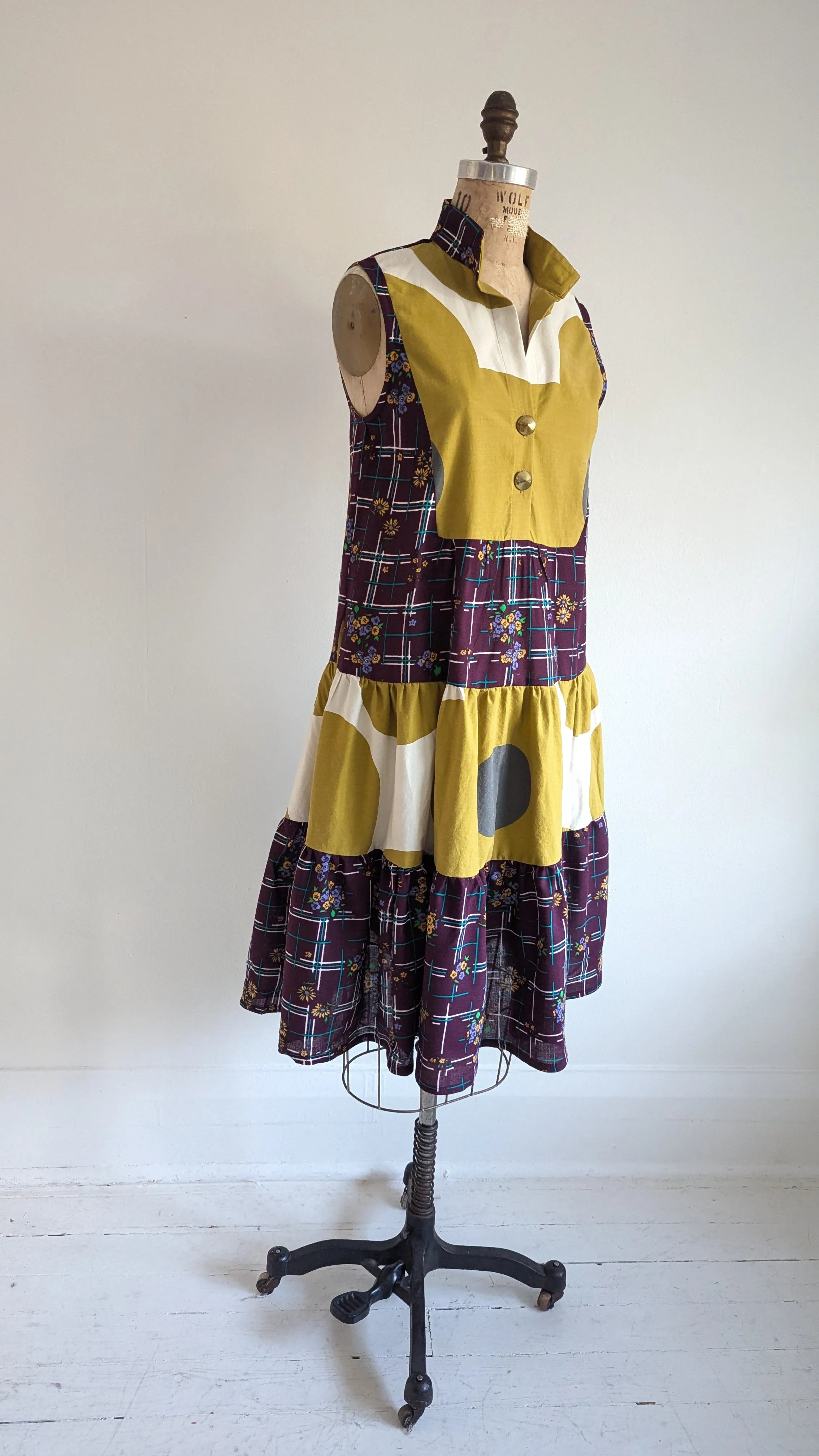 Carrie Dress - One of a Kind Upcycled & Vintage Textiles Size S/M #CAR2