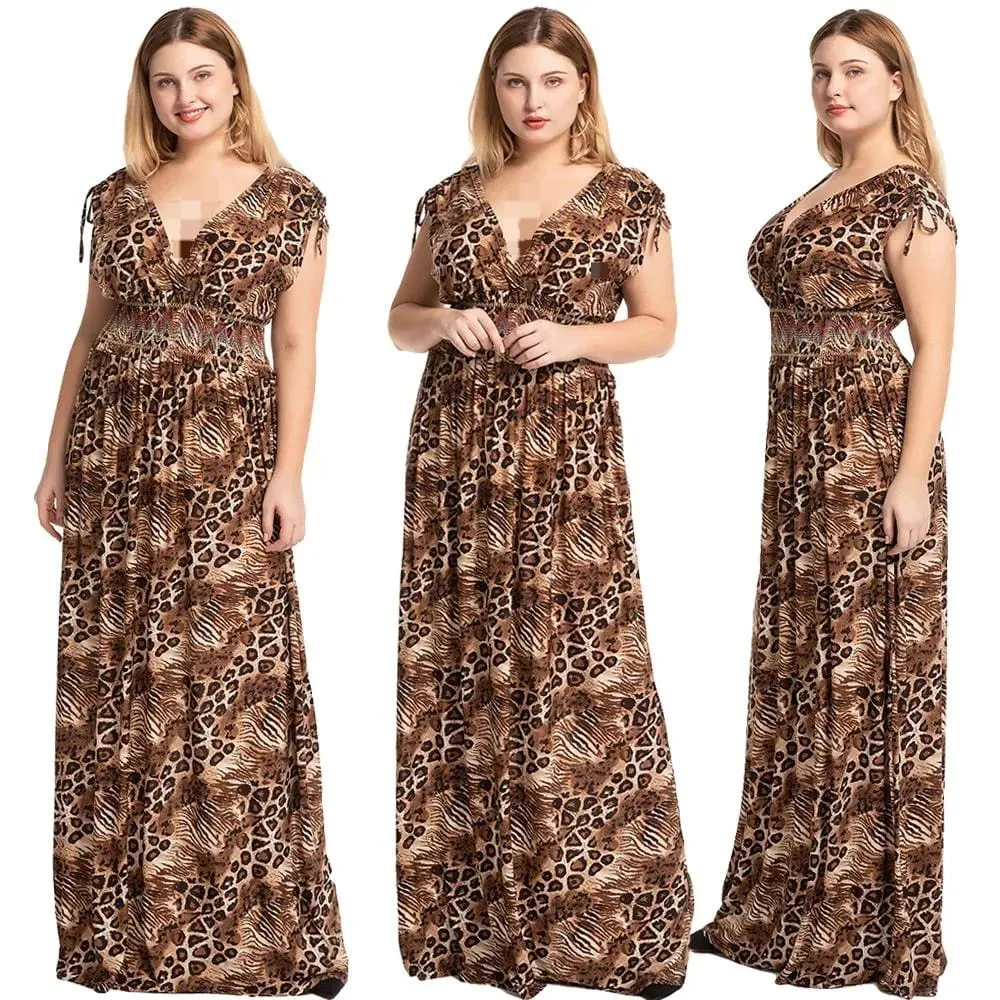 Casual Dresses Leopard Print Long Maxi Boho Dress XL X3449976