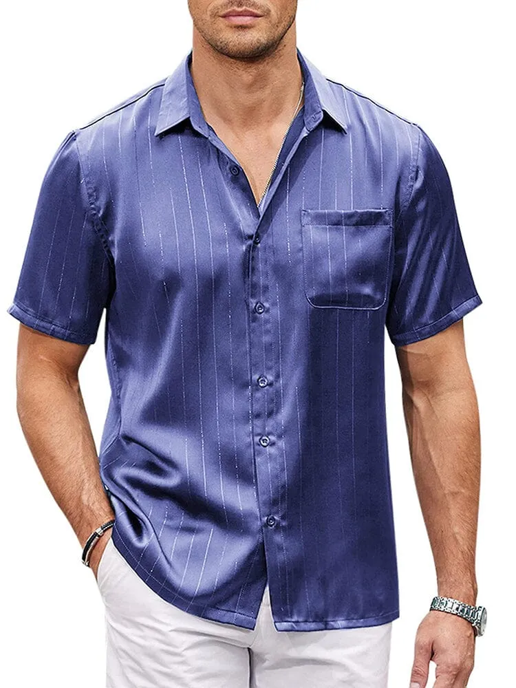 Casual Silk Satin Short Sleeve Shirt (US Only)