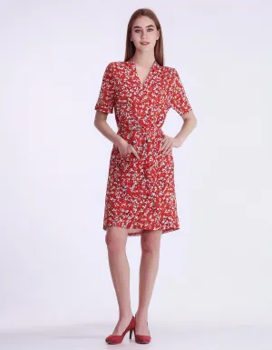 Cherry Blossom Print Wrap Dress