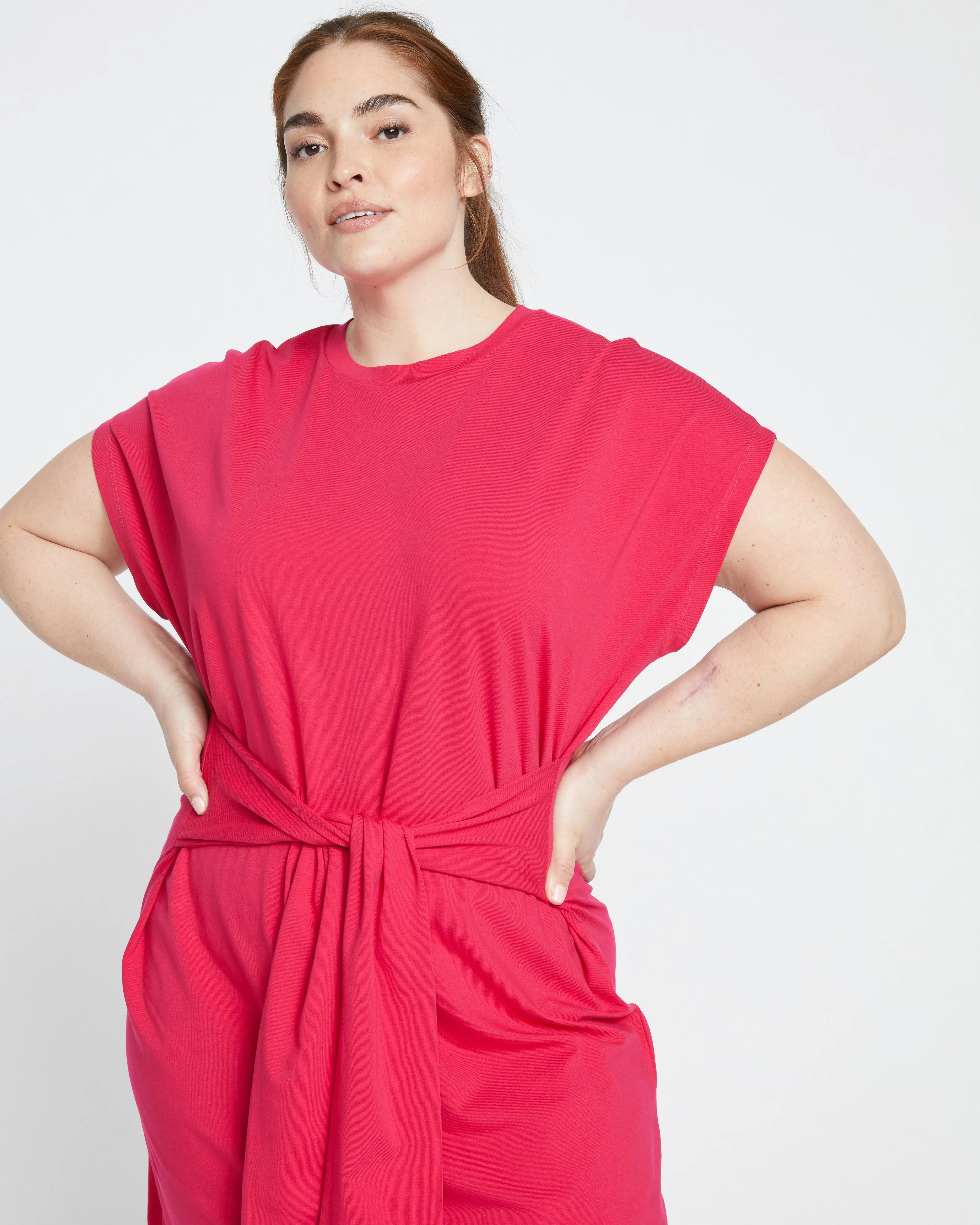 Classic Jersey Tie Dress - Cerise