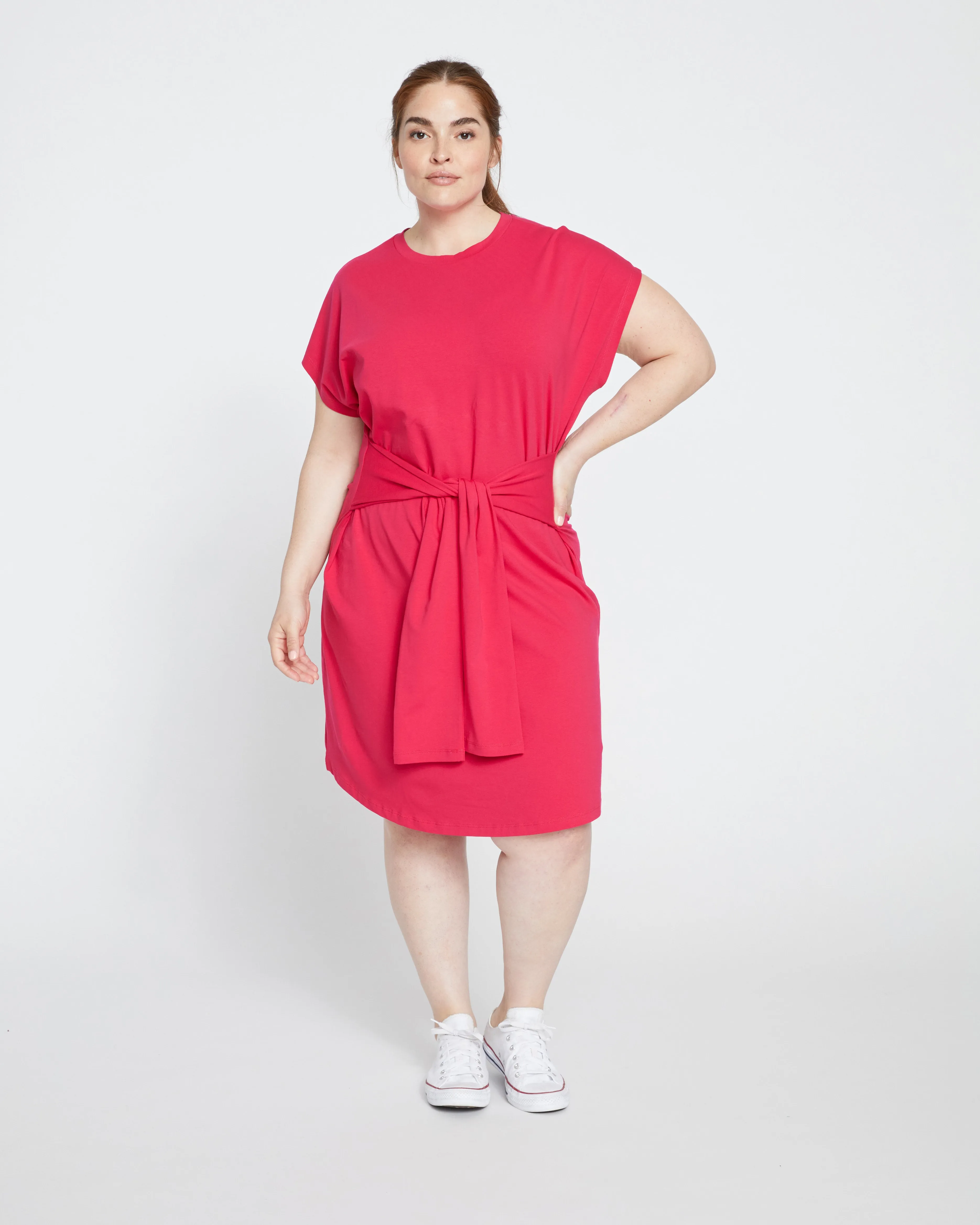 Classic Jersey Tie Dress - Cerise