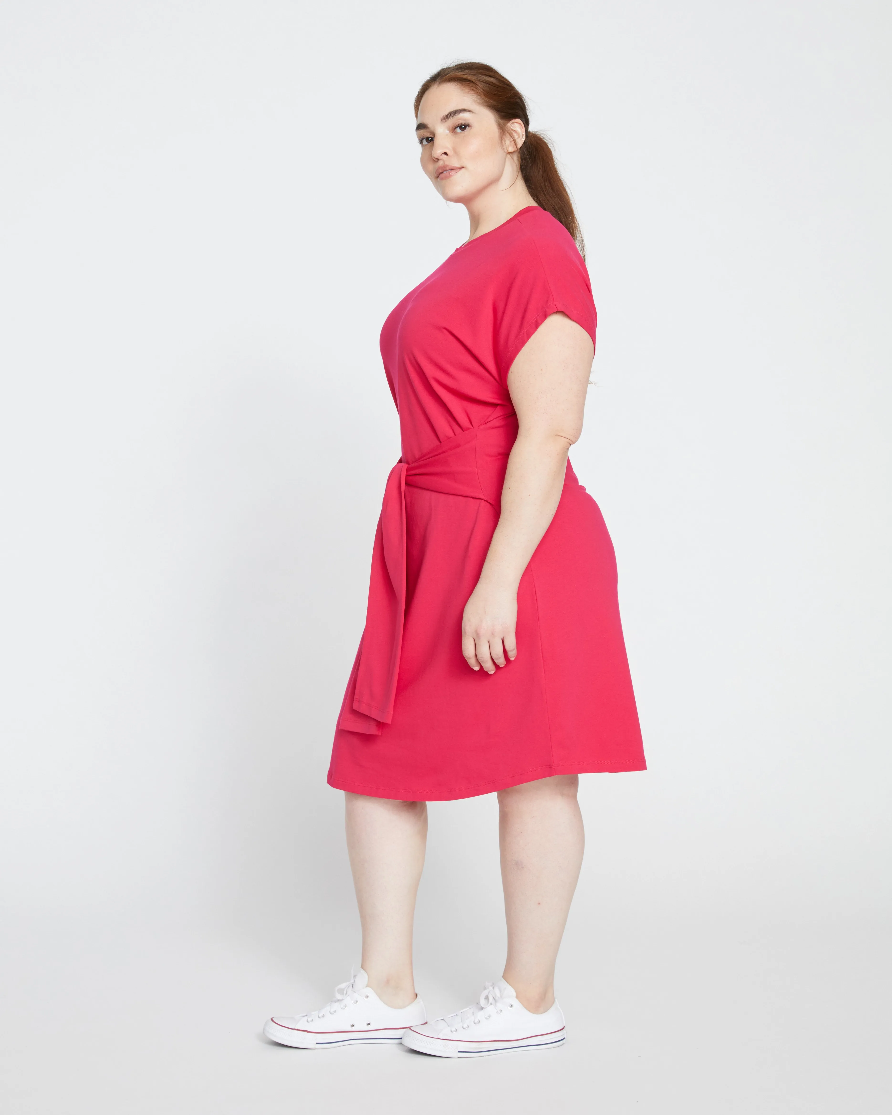 Classic Jersey Tie Dress - Cerise