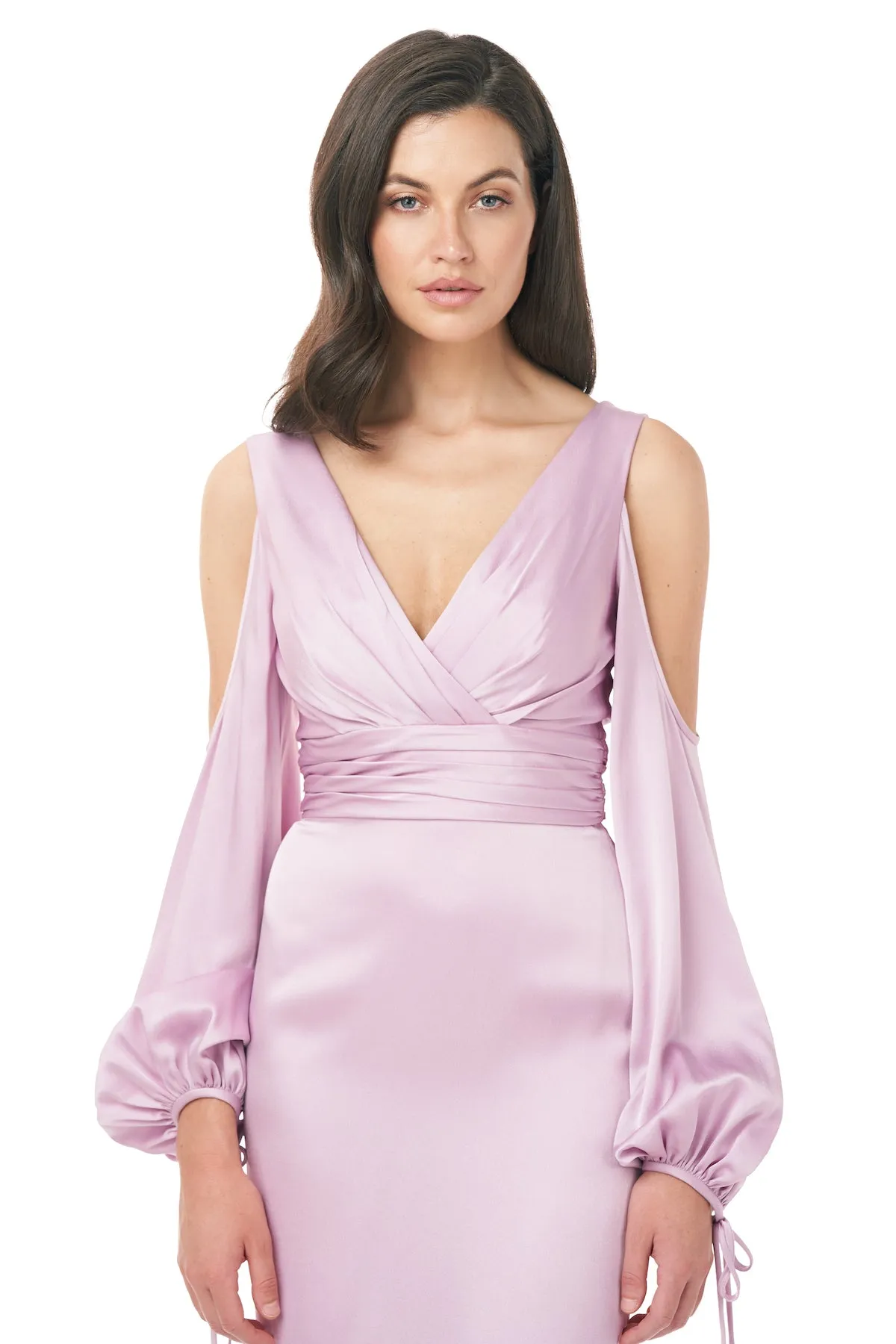 Cold Shoulder Satin Dress