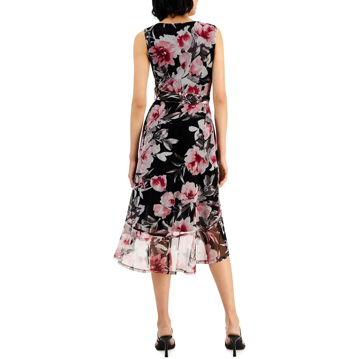 Connected Apparel Womens Floral Print Hi-Low Wrap Dress