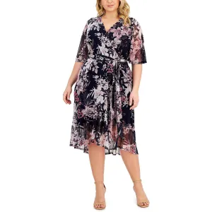 Connected Apparel Womens Plus Floral Long Wrap Dress