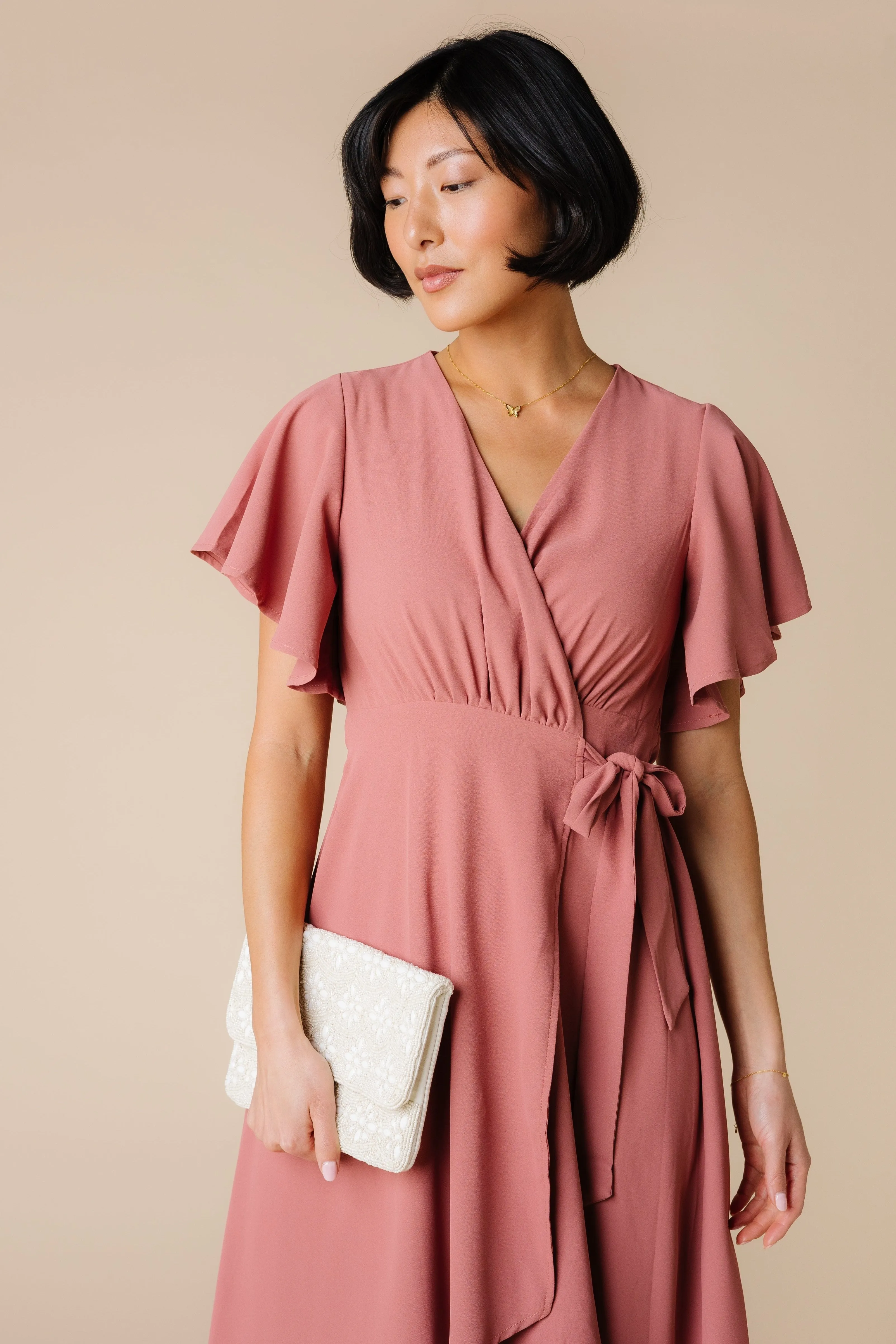 Daphne Tulip Wrap Dress - Rose