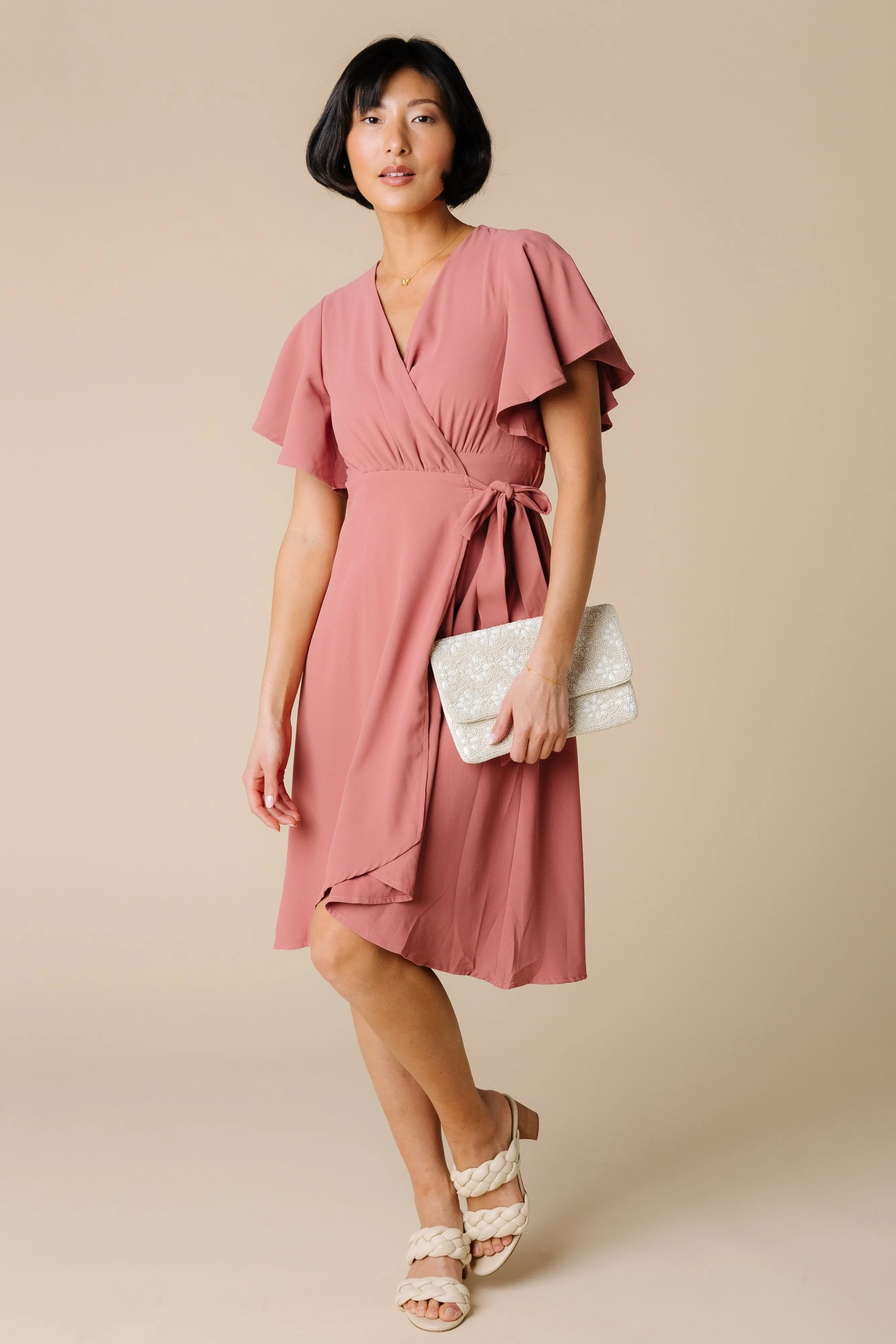 Daphne Tulip Wrap Dress - Rose