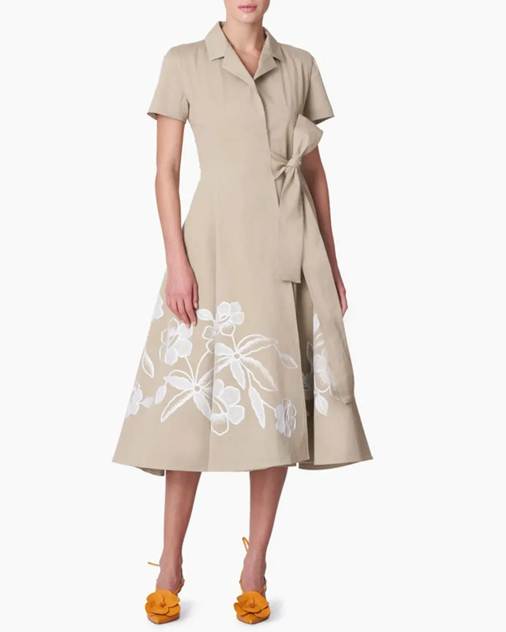 Desert Embroidered Short Sleeve Wrap Dress