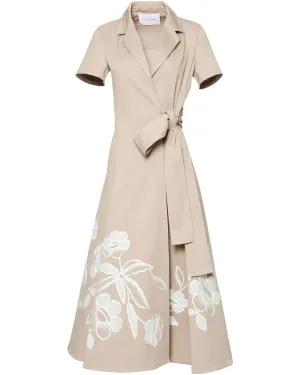 Desert Embroidered Short Sleeve Wrap Dress