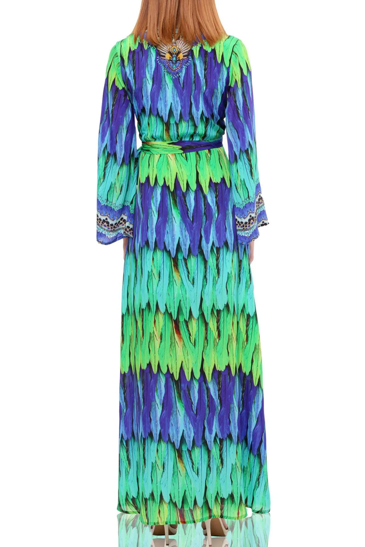 Designer Green Envy Long Wrap Dress