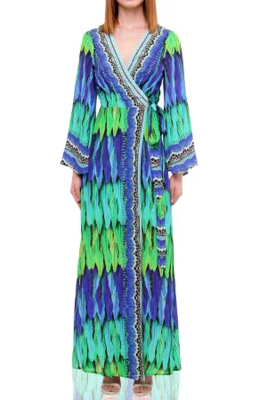 Designer Green Envy Long Wrap Dress