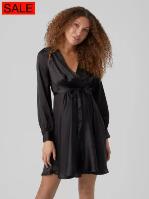 DIANA LS SATIN WRAP DRESS