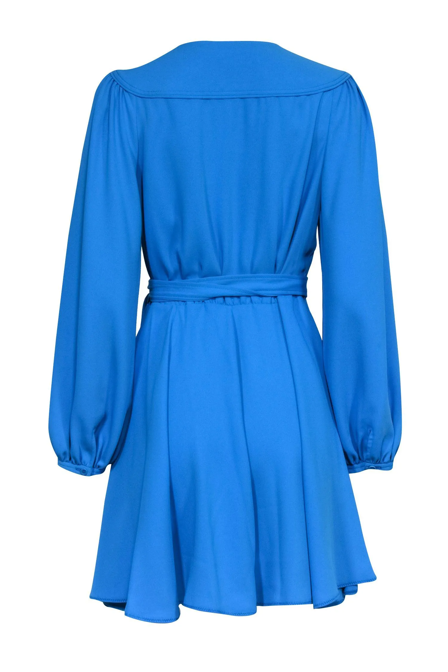 Diane von Furstenberg - Aqua Blue Balloon Sleeve Wrap Dress Sz M