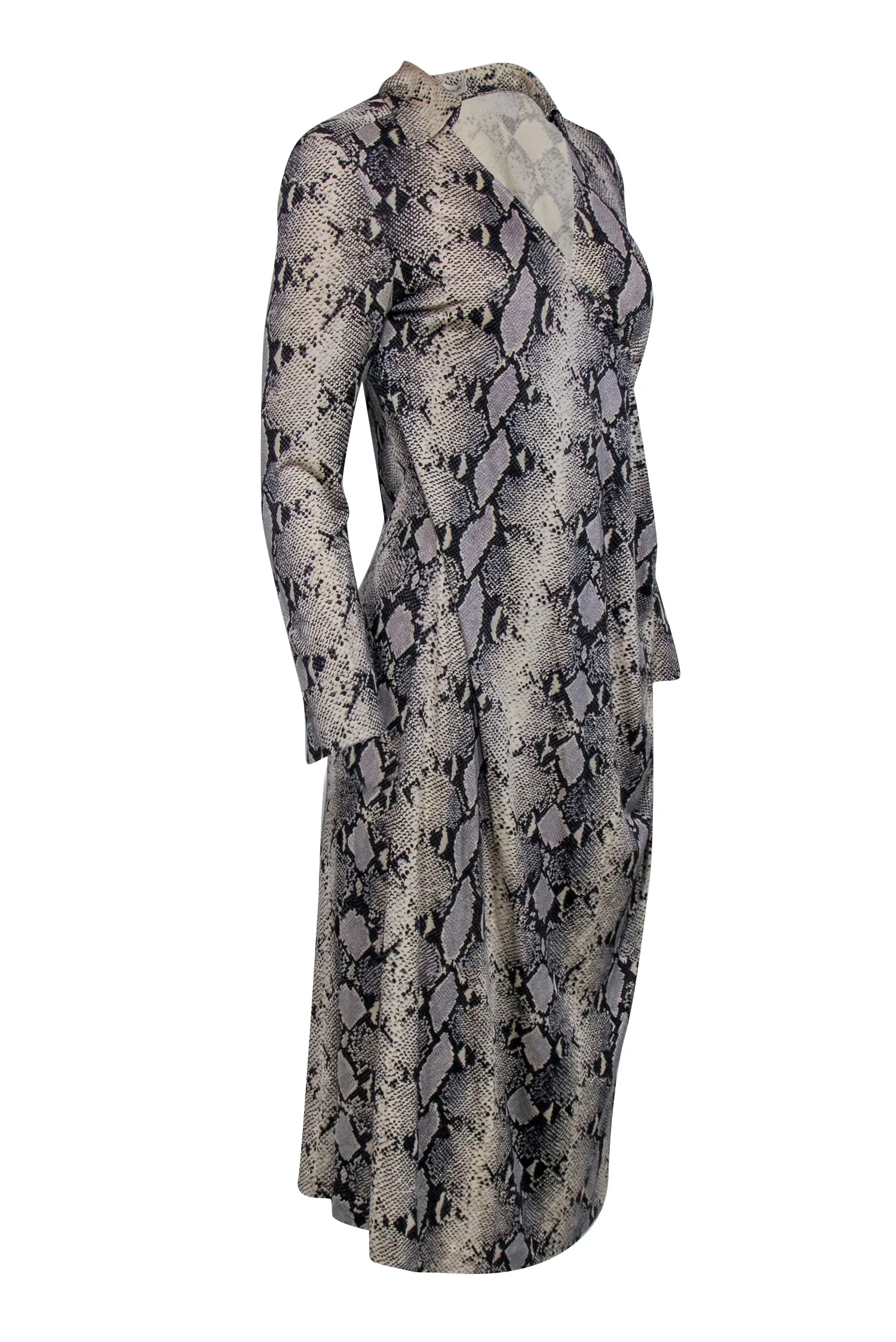 Diane von Furstenberg - Beige & Black Snakeskin Print Faux Wrap Dress Sz M