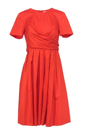 Diane von Furstenberg - Bright Orange Wrap Midi Dress Sz XXS