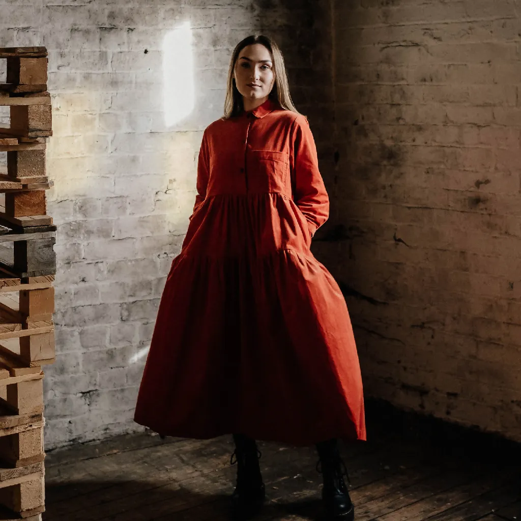 Dorothy Dress In Saffron Needlecord