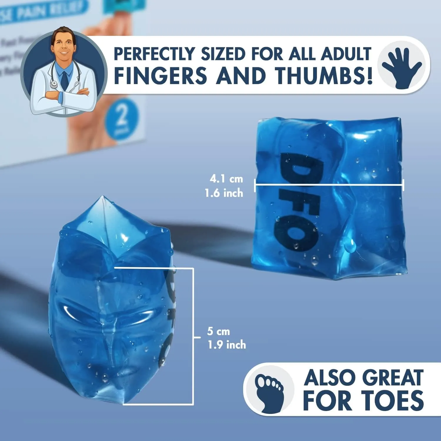 Dr. Frederick's Original Frosty Fingers - 2pc - Finger Gel Ice Packs - Finger Ice Pack Wrap - Thumb Ice Pack - Reusable Ice Pack Sleeves - for Injury, Sprain, Arthritis, & Chronic Pain