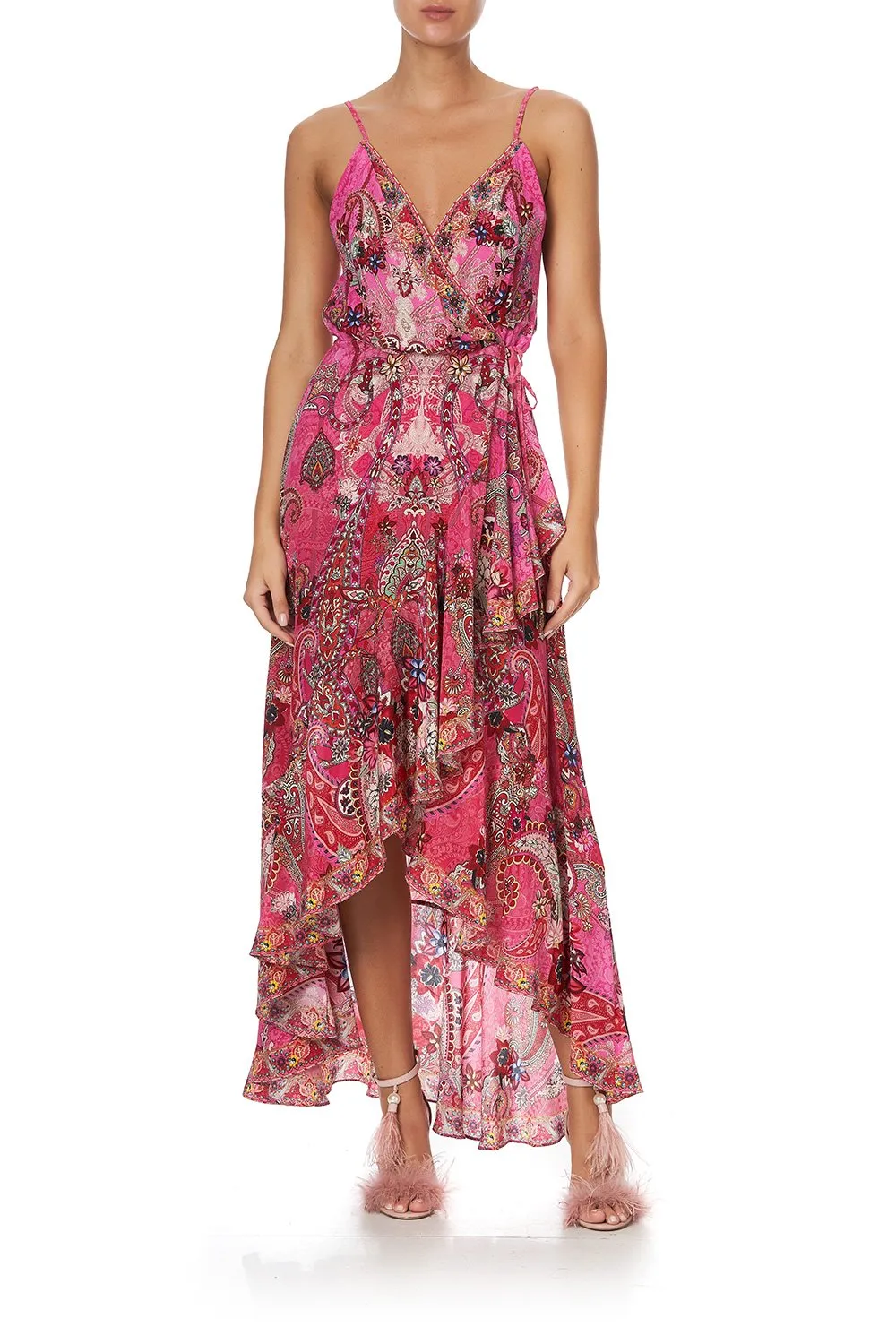 DRAPED FRONT WRAP DRESS PALISADES PAISLEY