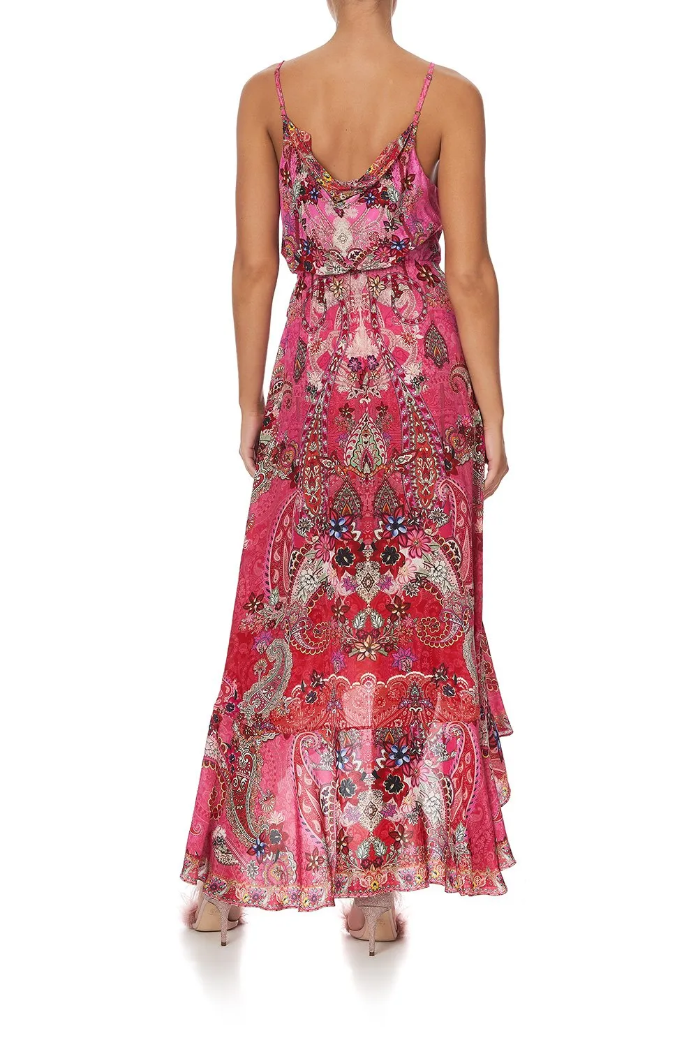 DRAPED FRONT WRAP DRESS PALISADES PAISLEY