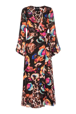 Electric Garden Wrap Dress