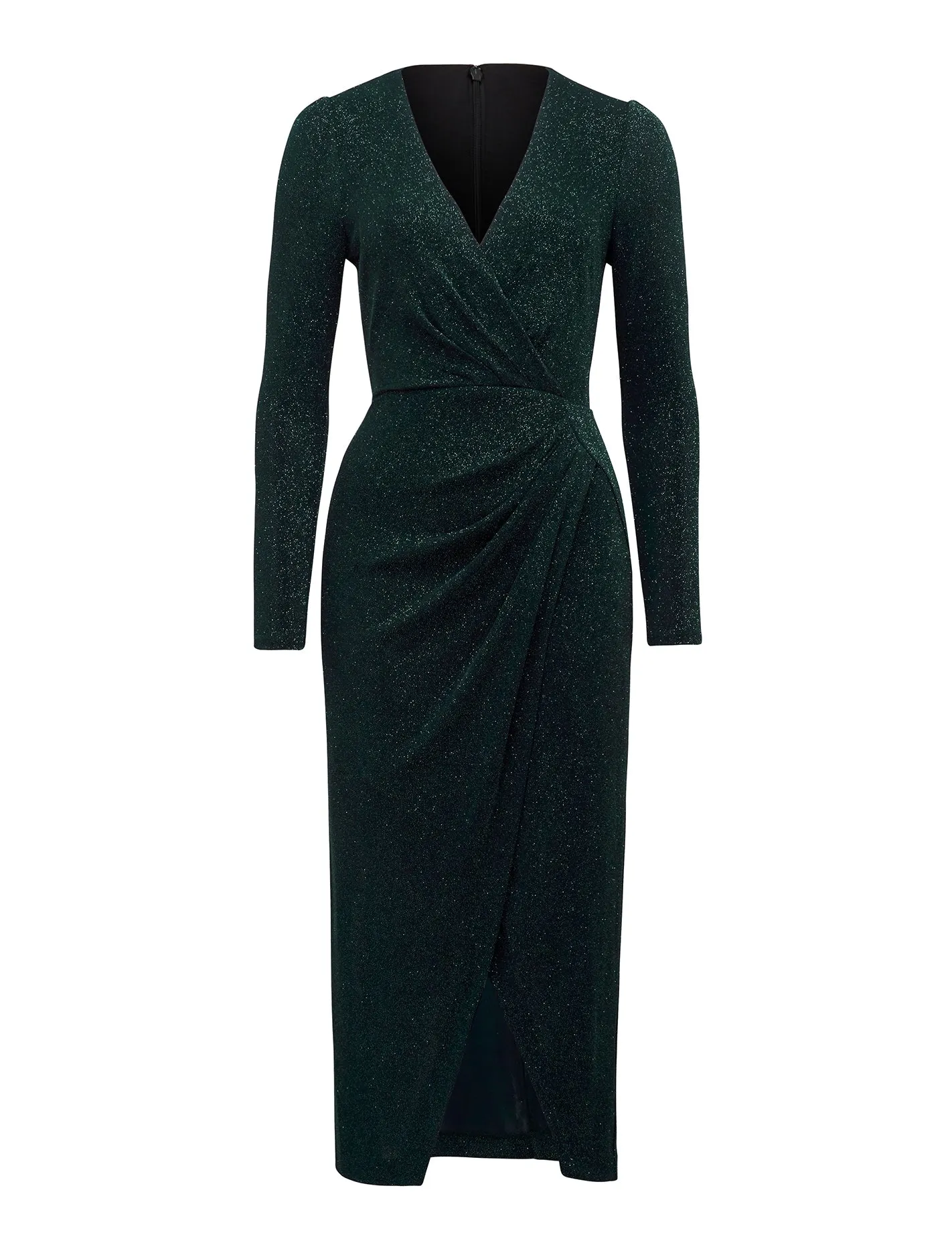 Evaliah Glitter Wrap Midi Dress