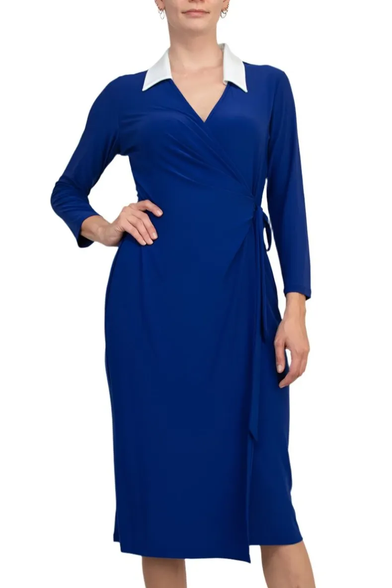 Evan Picone Women's 3/4 Sleeve Midi Wrap Dress