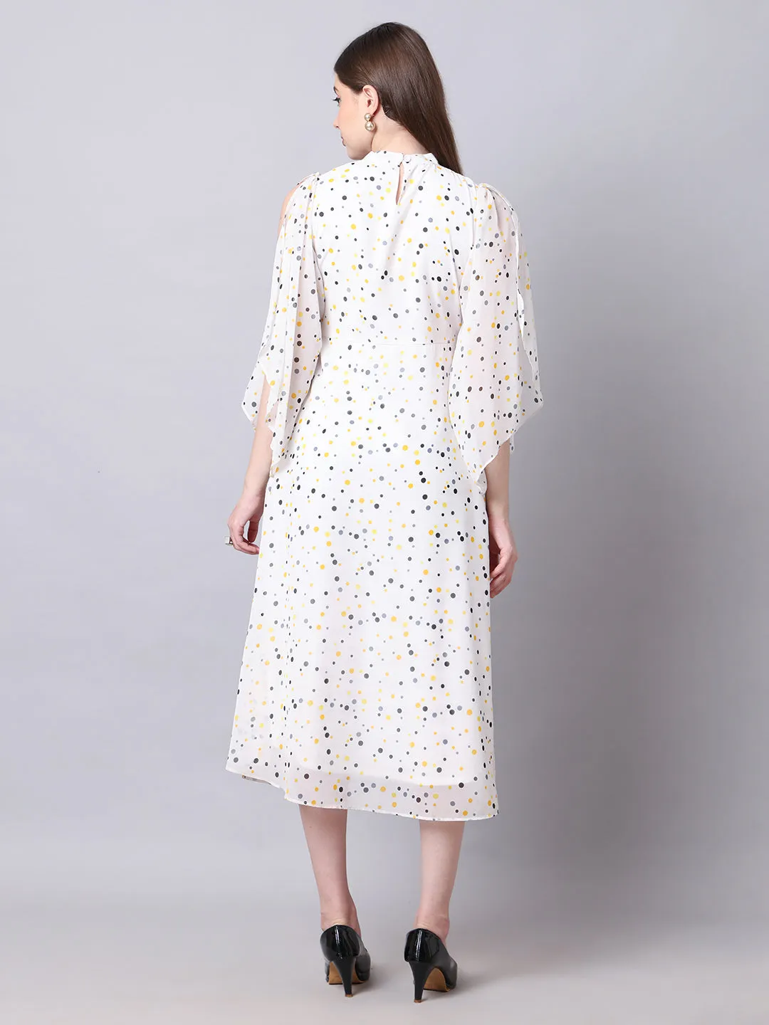 Exude Sun-soaked Polka Dot Dress (White)