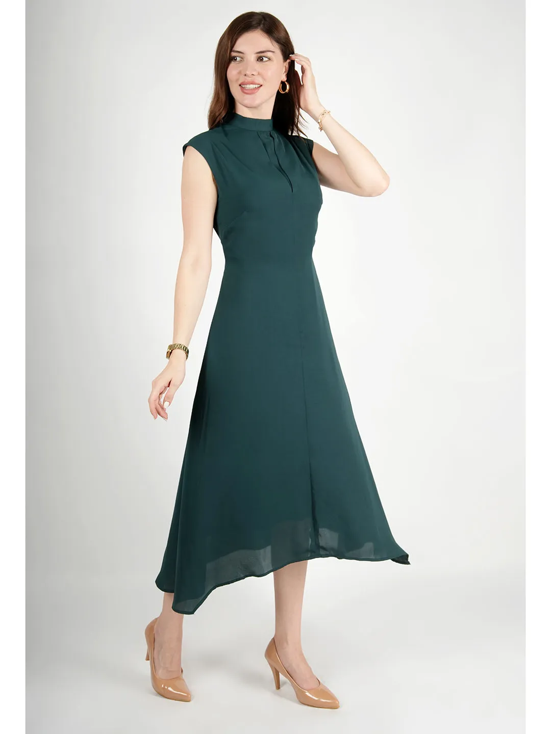 Exude Vibrance Open Back Midi Dress (Emerald Green)