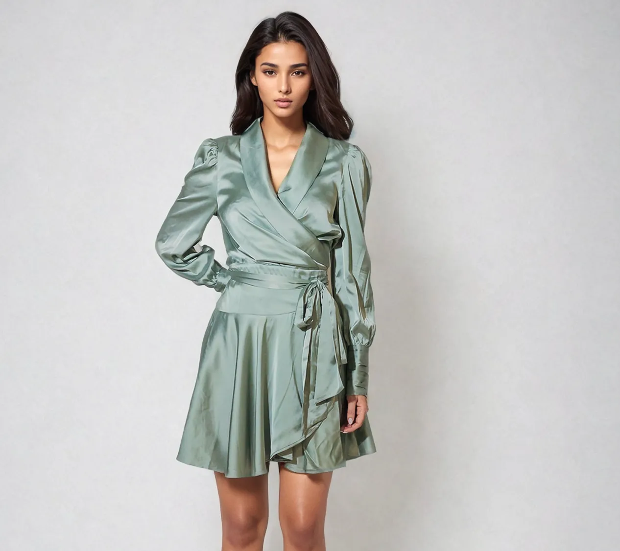 Farah Satin Wrap Dress