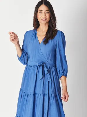 FAUX WRAP DRESS - Blue 29297-S