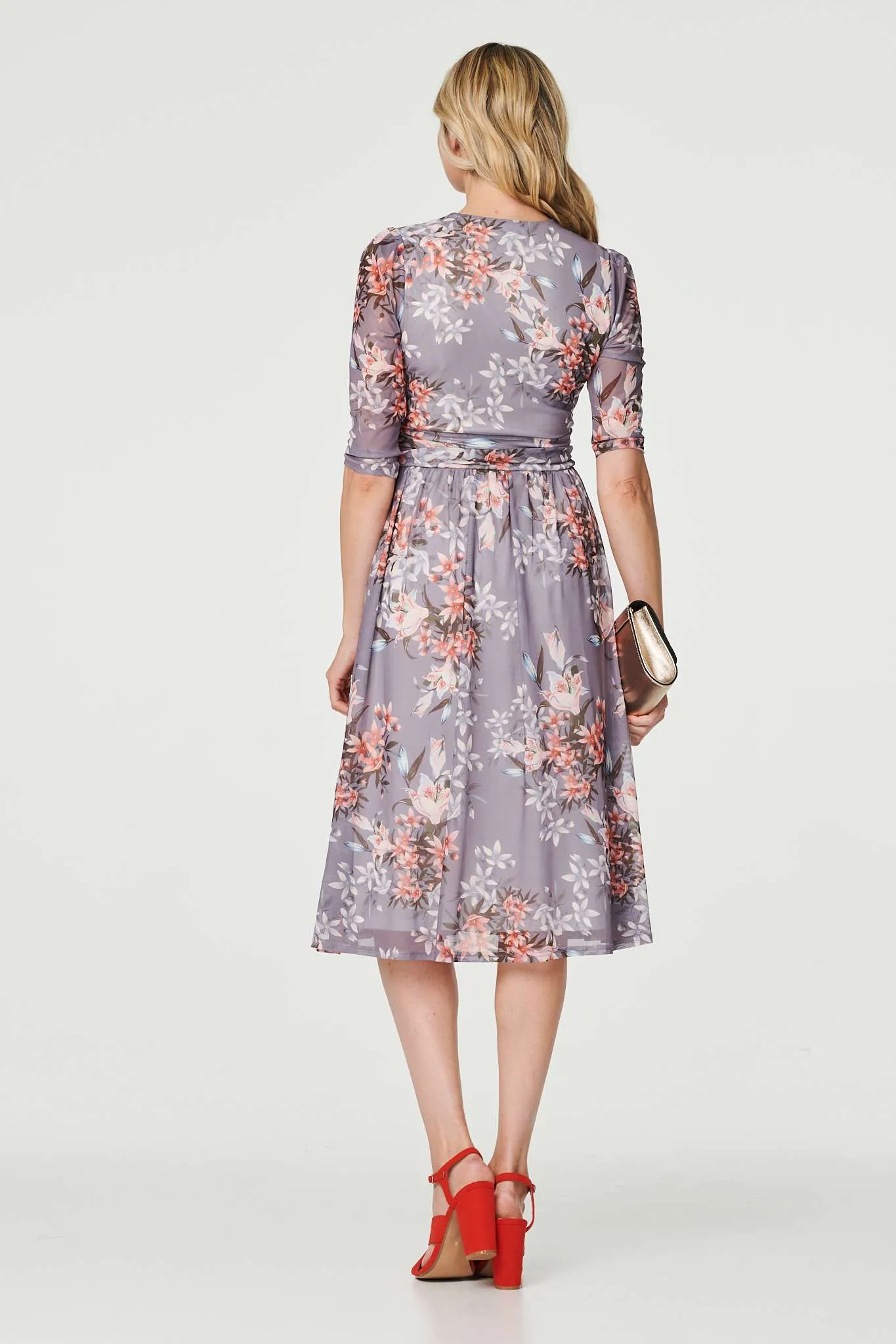 Floral Layered V-Neck Midi Dress