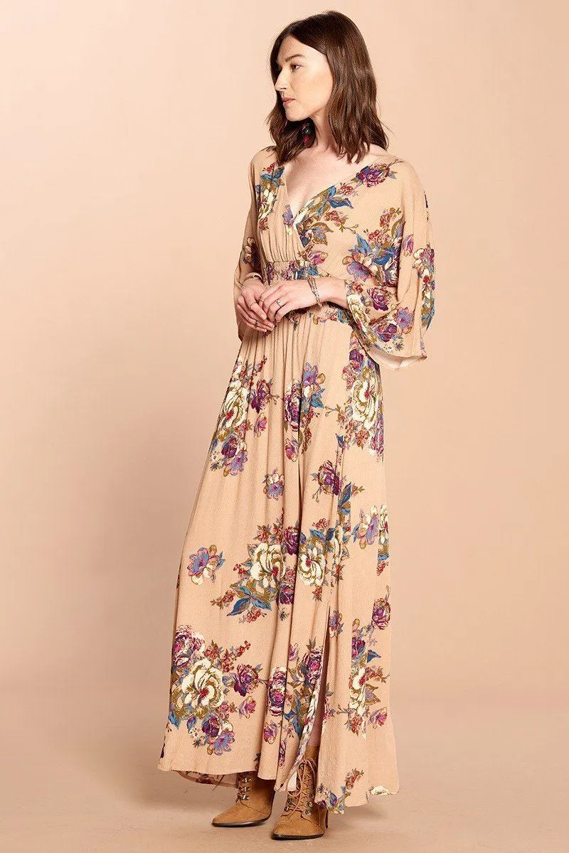 Floral Print Maxi Wrap Dress