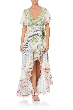 FRILL SLEEVE LONG DRESS BEACH SHACK