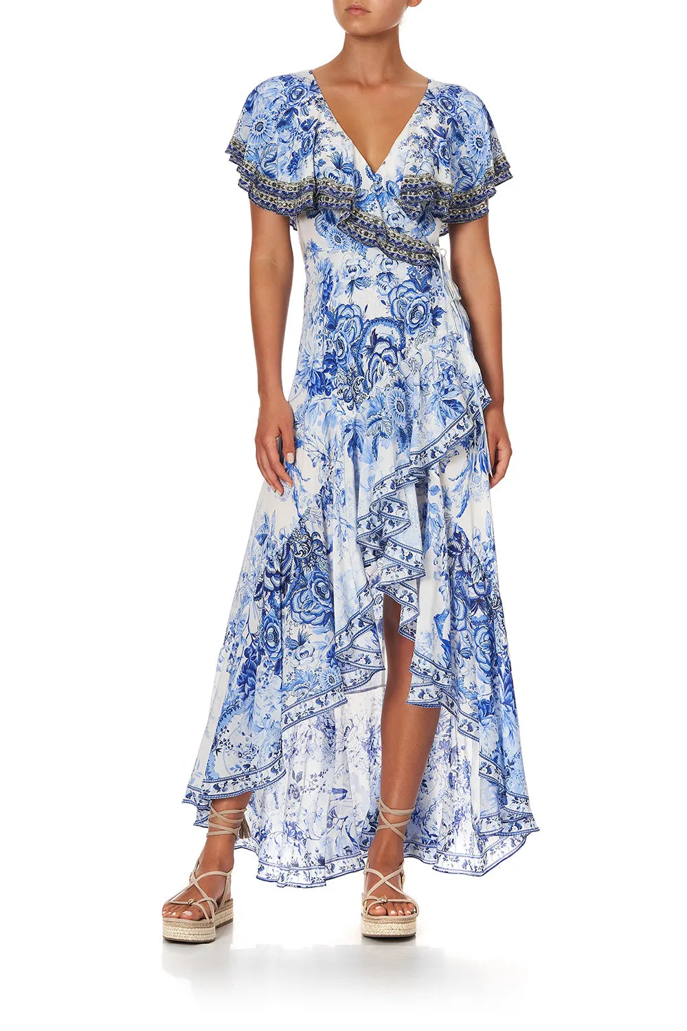 FRILL SLEEVE LONG DRESS HIGH TEA