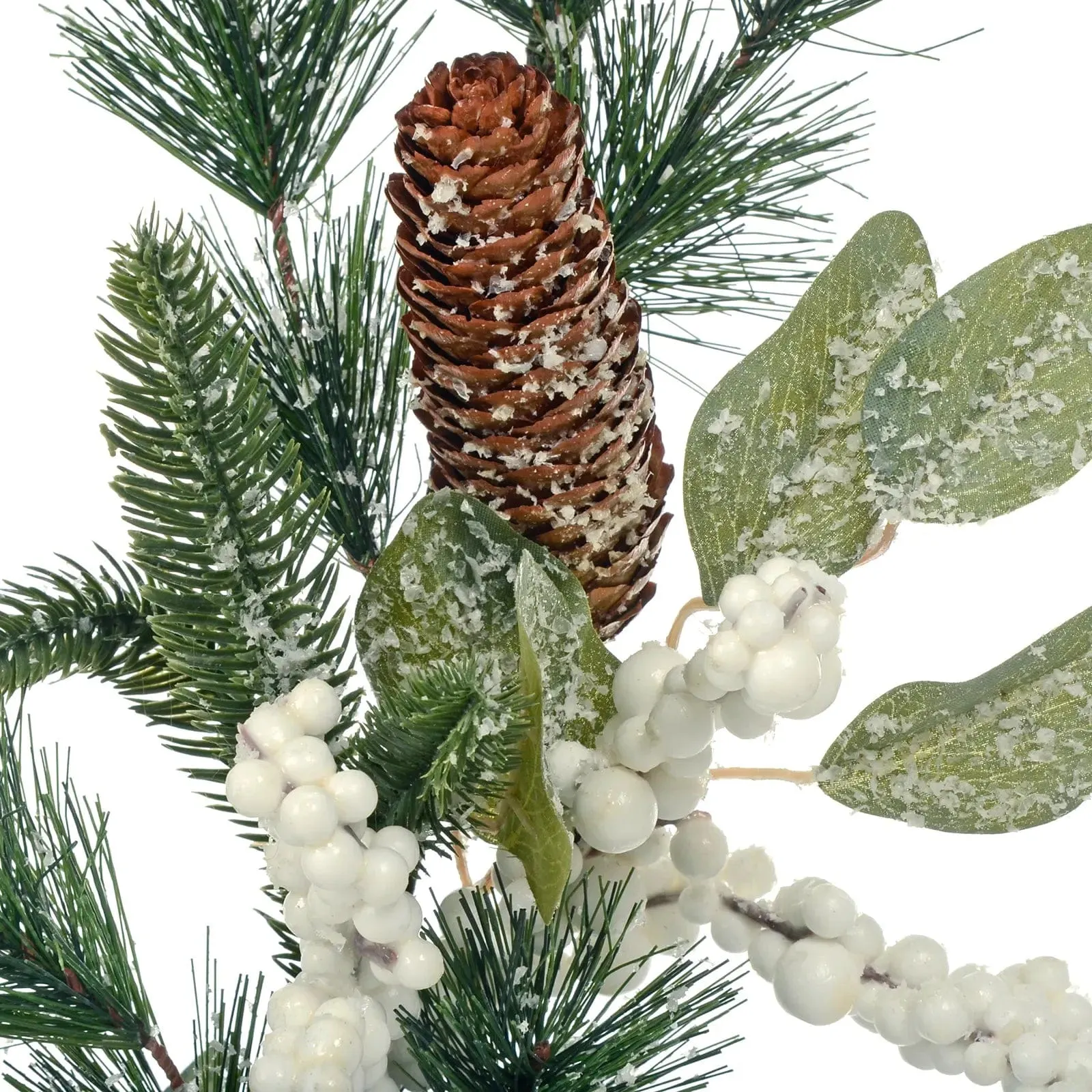 Frosted Christmas Garland Snowberries Forest Pine Cones 2.7m 9ft