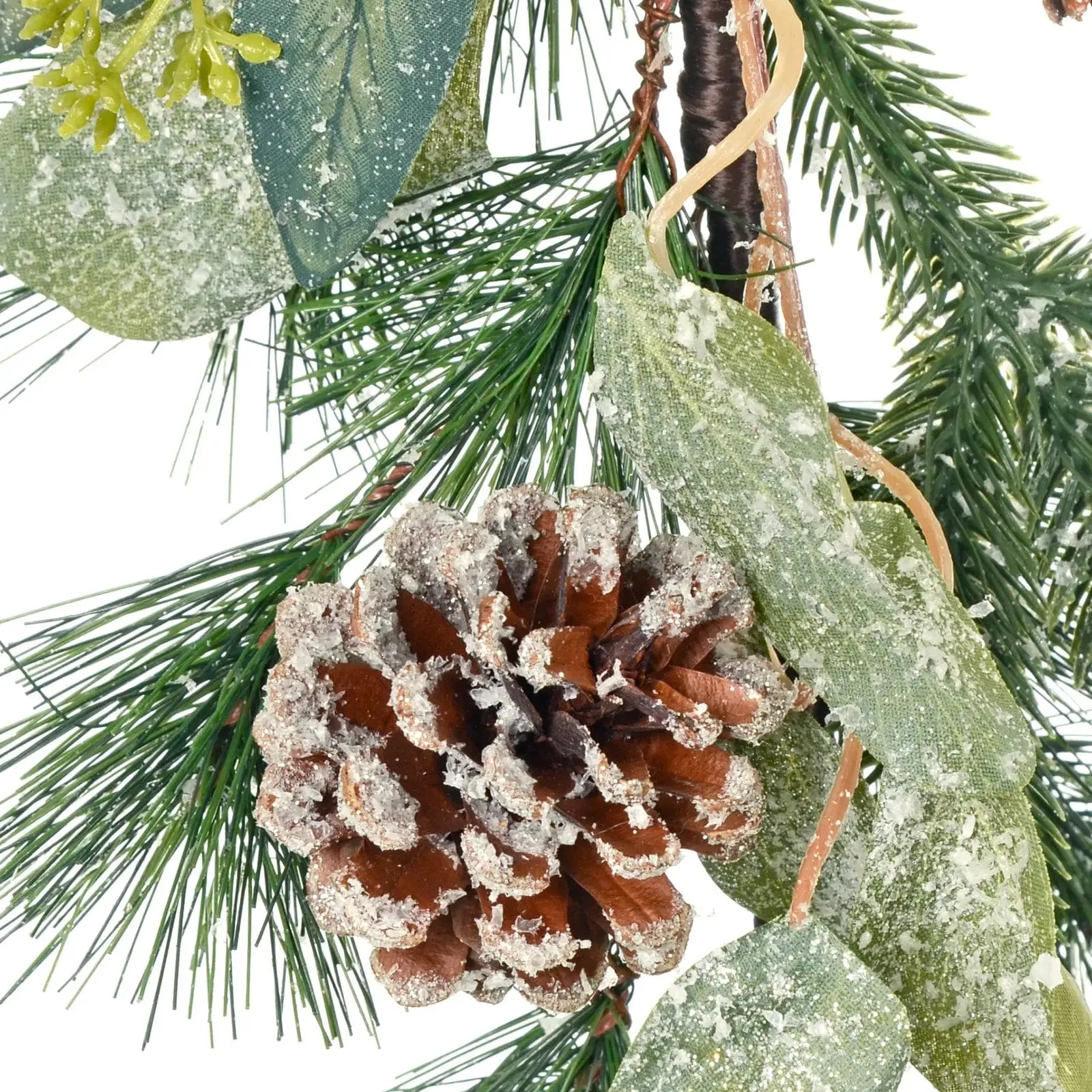 Frosted Christmas Garland Snowberries Forest Pine Cones 2.7m 9ft