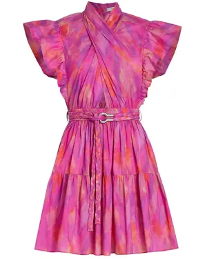 Fuchsia Multi Finn Ruffle Wrap Dress