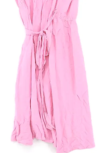 Ghost London. Tanya Sarne. Vintage Pink 100% Viscose Sleeveless Midi V-Neck Wrap Dress