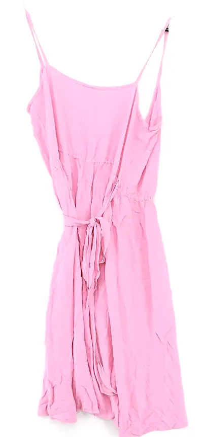 Ghost London. Tanya Sarne. Vintage Pink 100% Viscose Sleeveless Midi V-Neck Wrap Dress