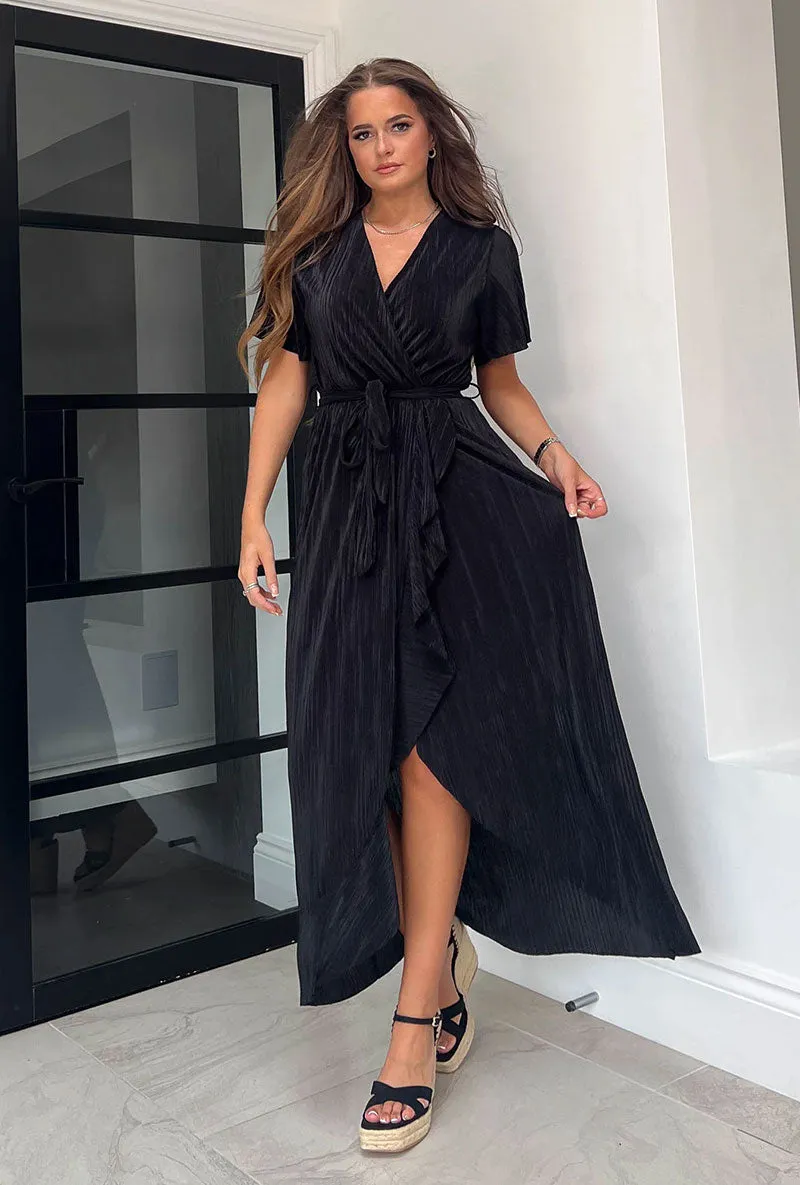 GIRL IN MIND FARRAH PLISSE SPLIT MAXI DRESS