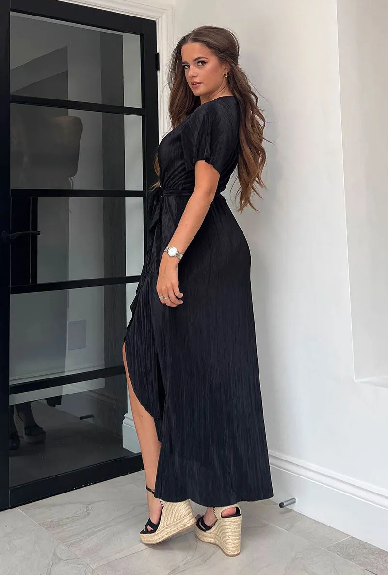 GIRL IN MIND FARRAH PLISSE SPLIT MAXI DRESS