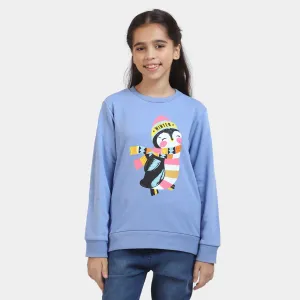 Girls Fleece Sweatshirt Penguin-Blue