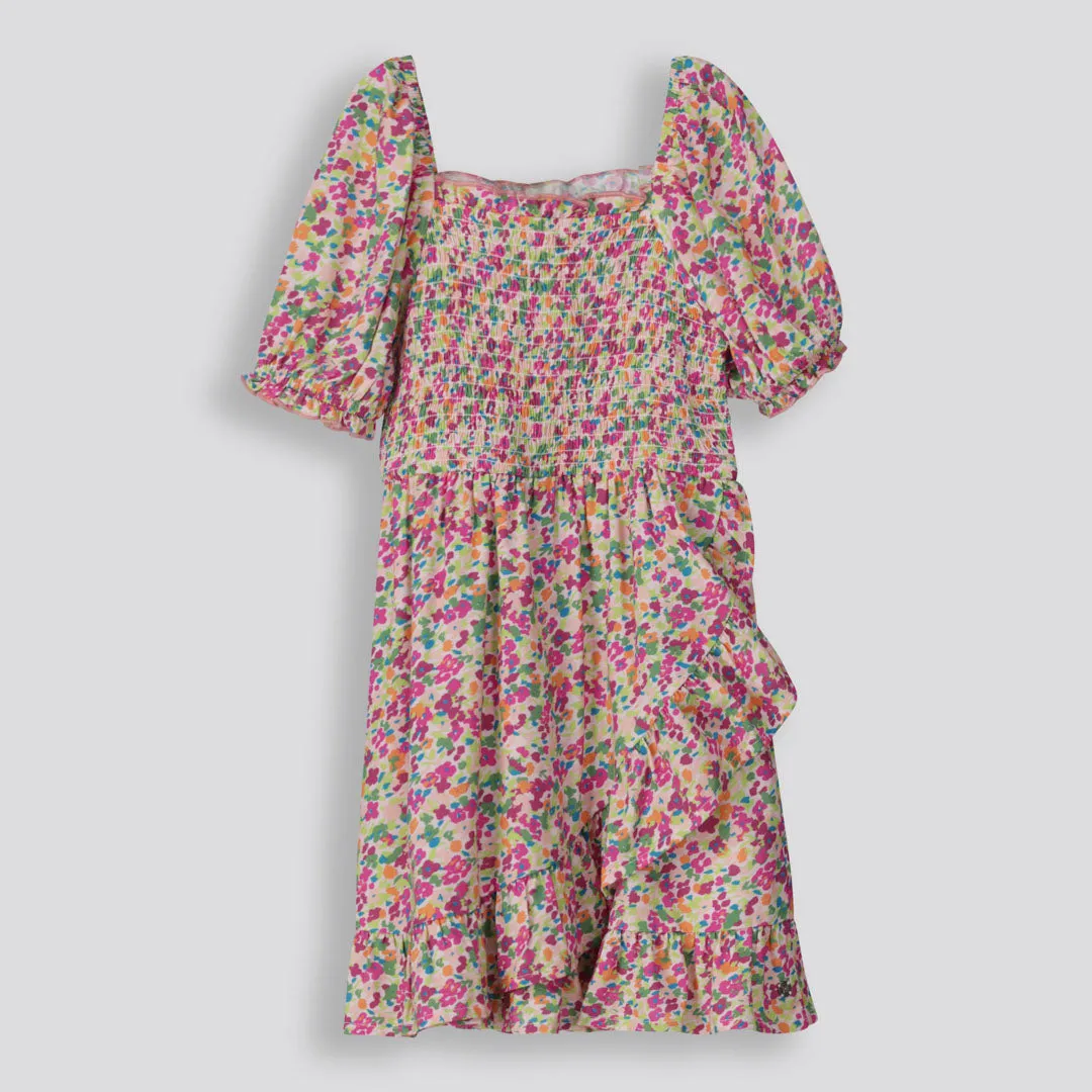 Girls Short Mockwrap Dress _ 155432 _ Multi