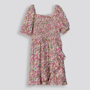 Girls Short Mockwrap Dress _ 155432 _ Multi