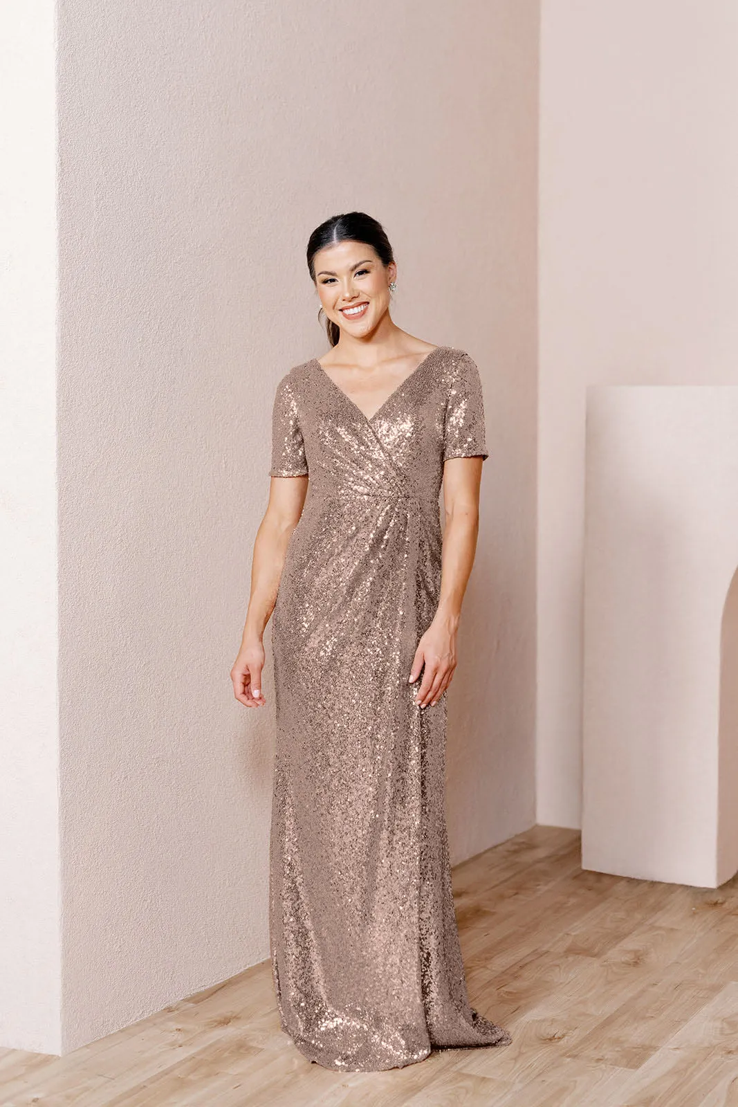 Giselle Sequin Dress | Ready To Ship | Matte Bronze