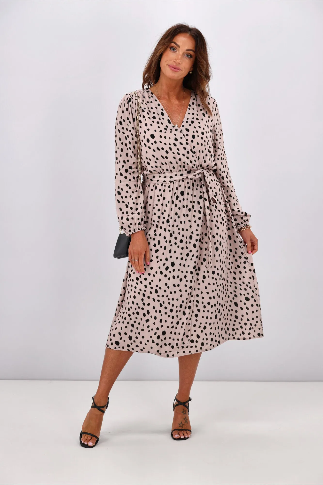 Gloss by Shine On Kyla Wrap Dress Spot Print