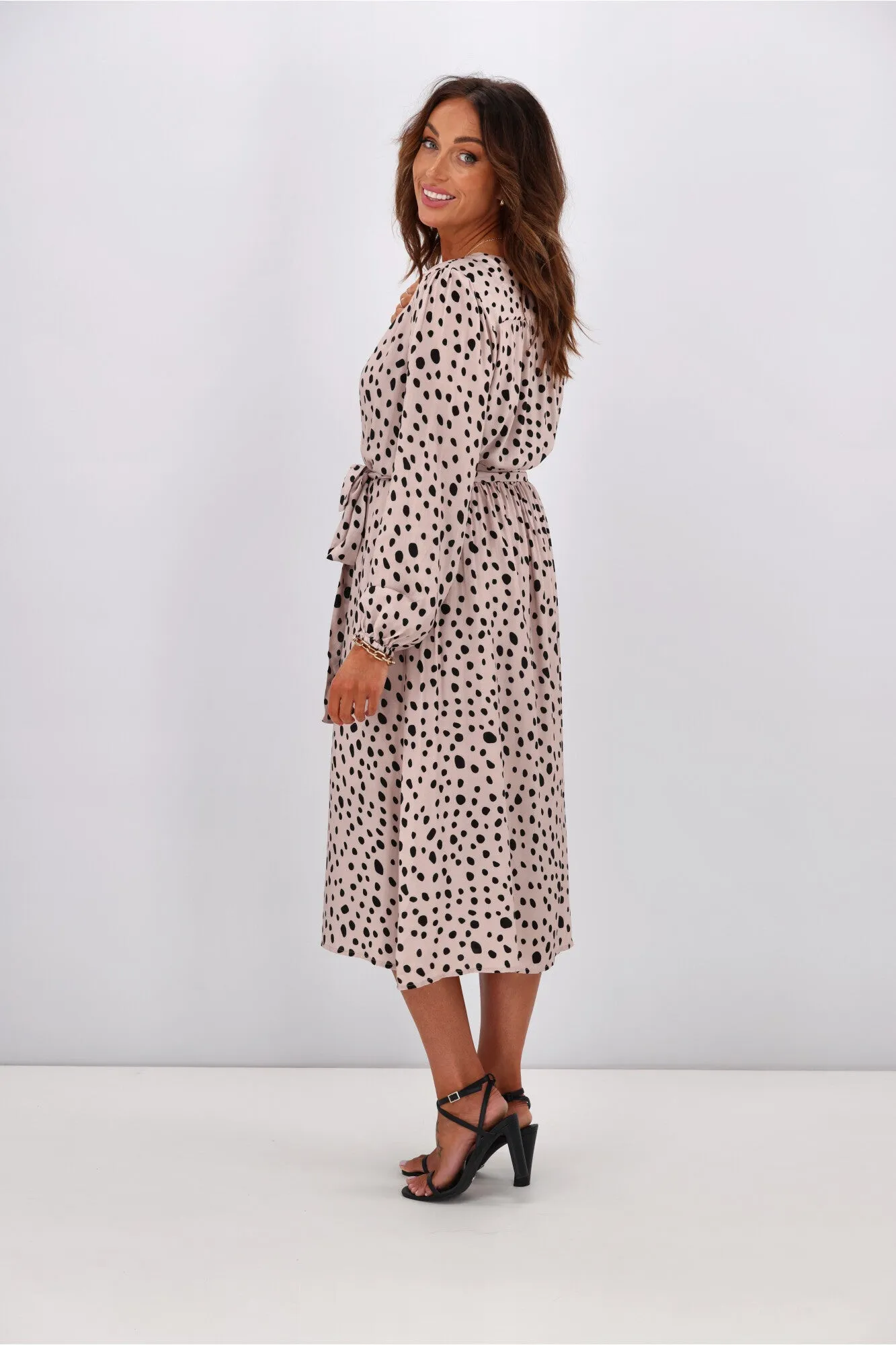 Gloss by Shine On Kyla Wrap Dress Spot Print