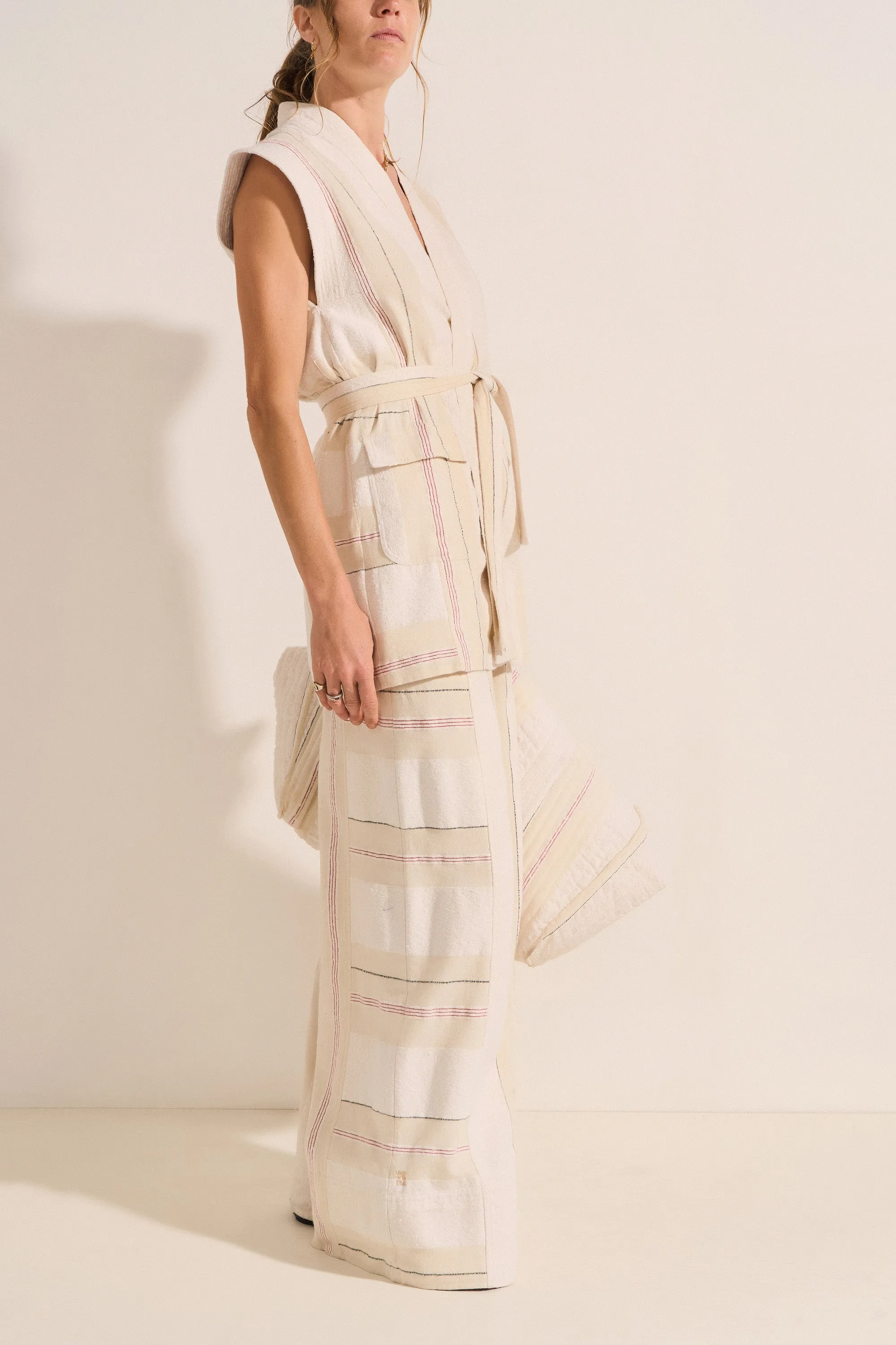 Graces Cream Boucle Stripe Dress