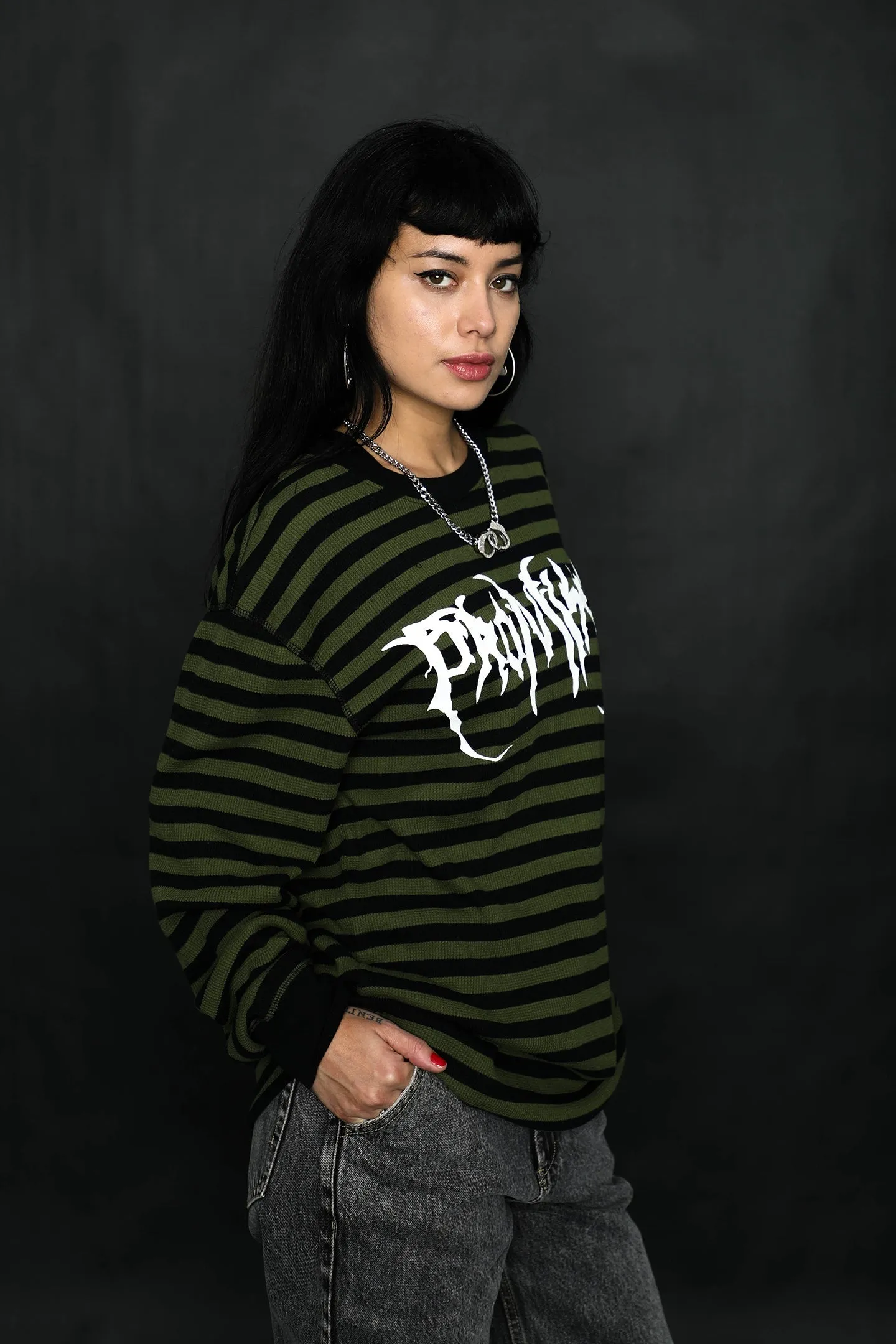 Graveyard Striped Thermal L/S Army